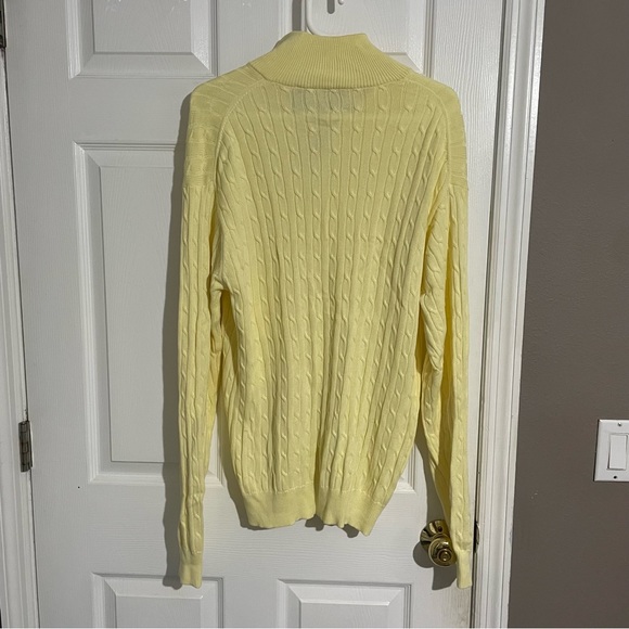 T Harris London Sweater Men's Size Medium Yellow Quarter Zip LongSleeve Cotton - Picture 4 of 10